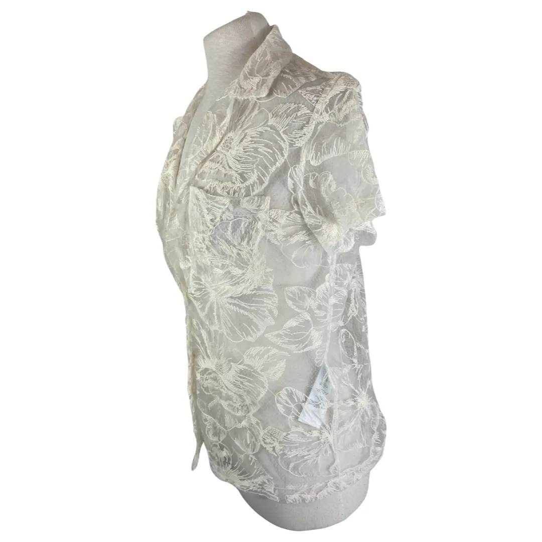 Maje cream see through short sleeve top size UK8/US4