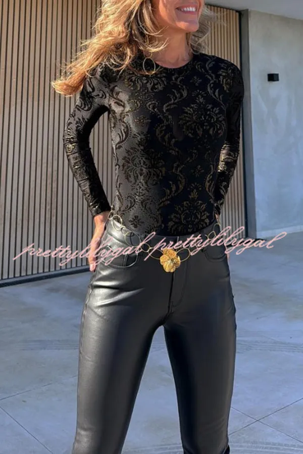 Manuel Faux Leather Pocketed Slim Fit Stretch Pants