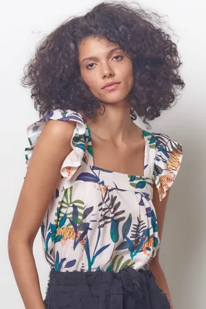 MARGELLA Ruffle Sleeve Top- Tiger