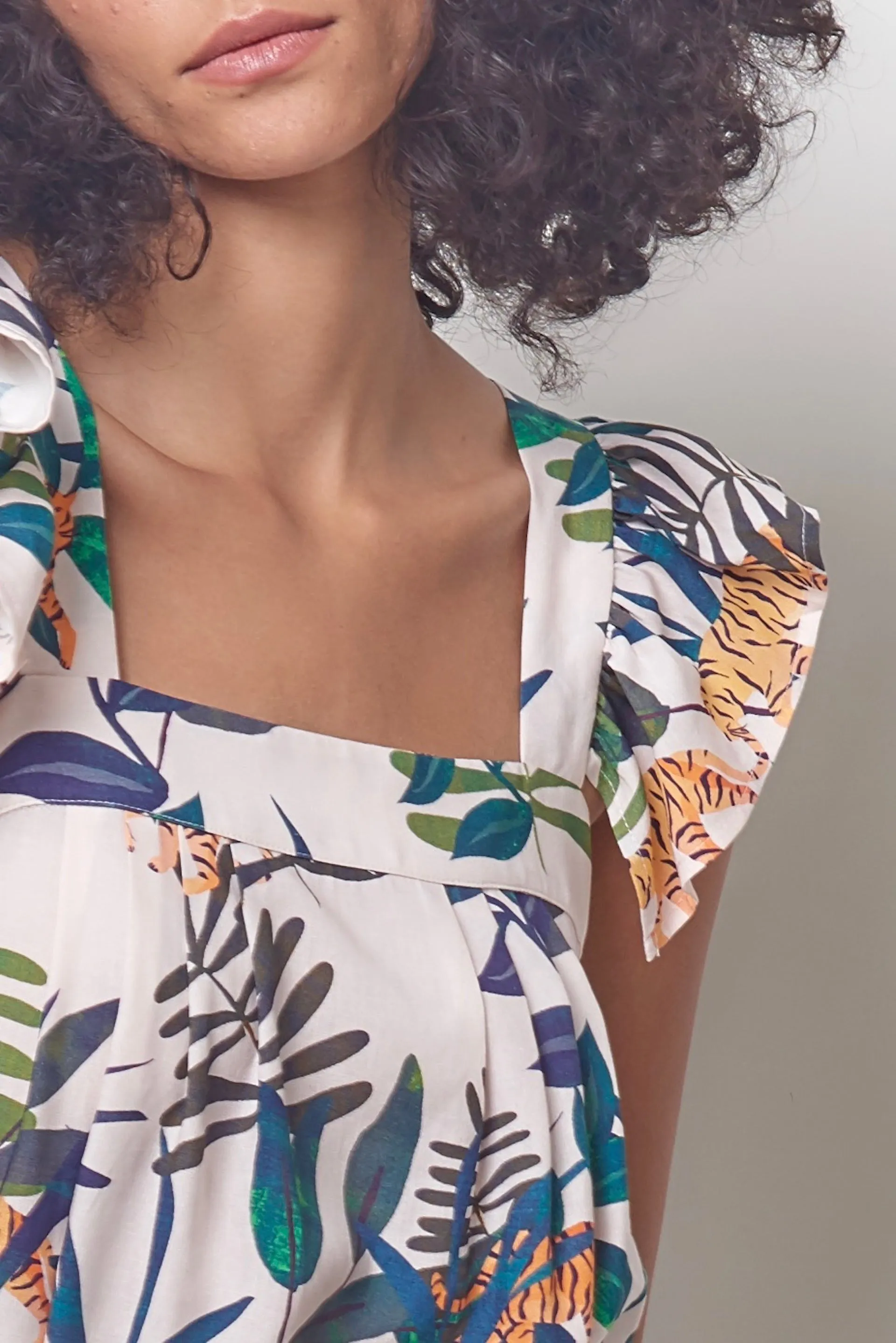 MARGELLA Ruffle Sleeve Top- Tiger