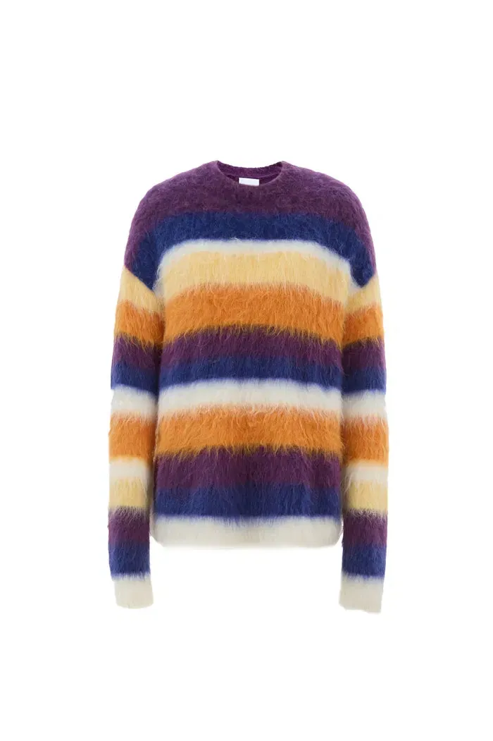 Marie Striped Knit Sweater in Alpaca Mohair Blend Knit