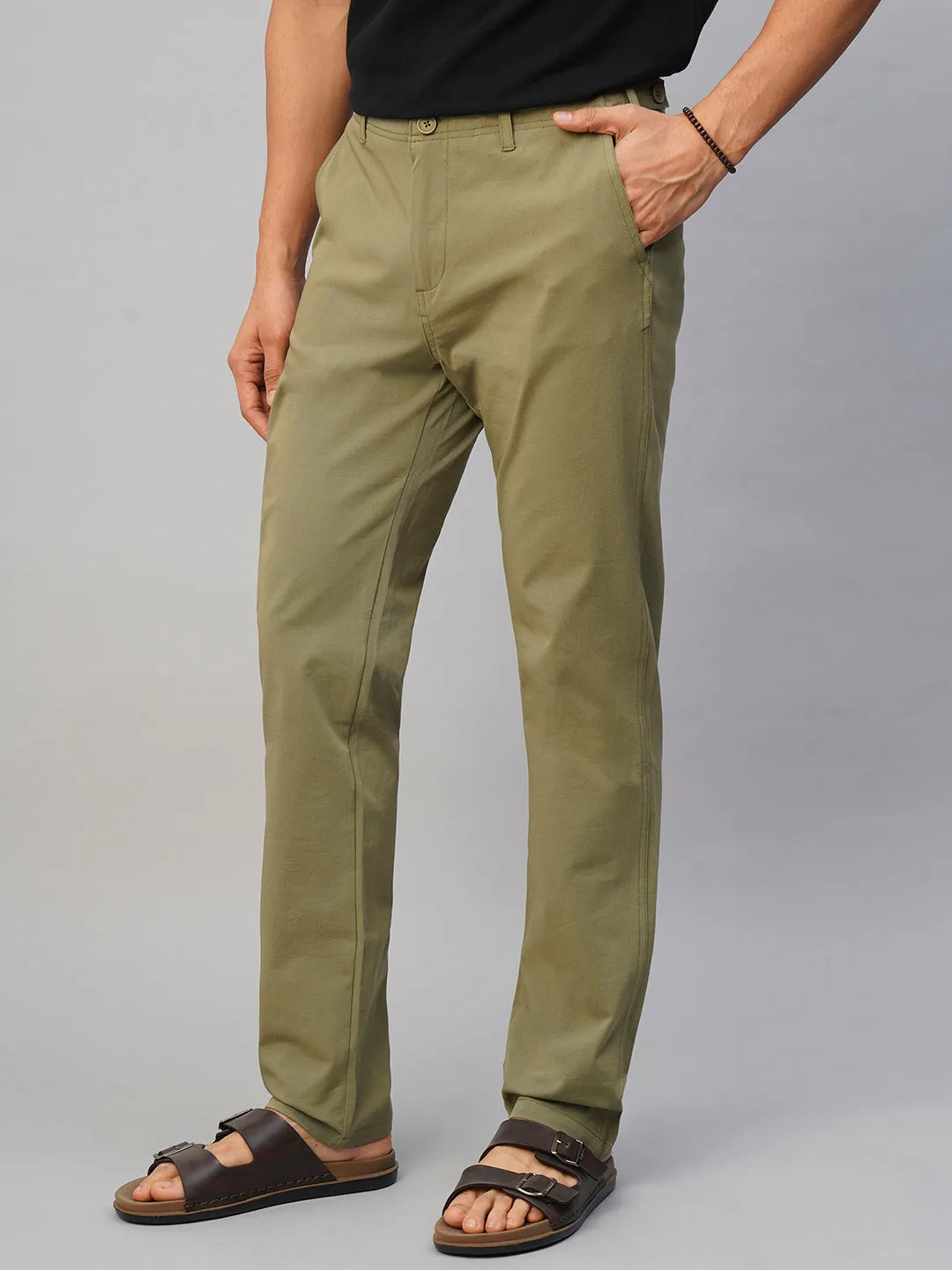 Men's 4 Way Stretch Olive Slim Fit Pants