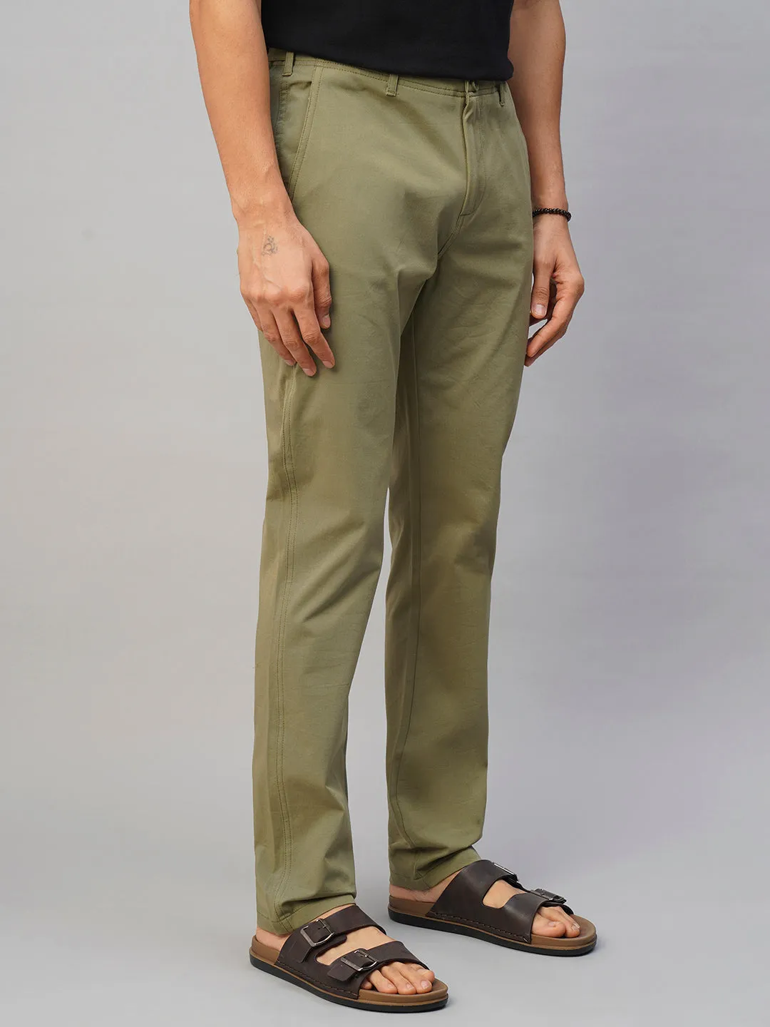 Men's 4 Way Stretch Olive Slim Fit Pants