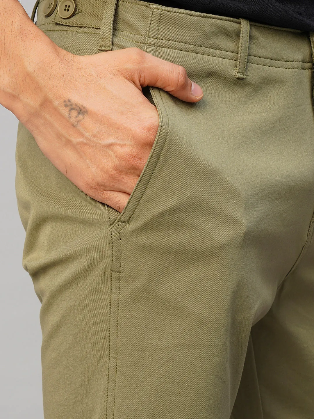 Men's 4 Way Stretch Olive Slim Fit Pants