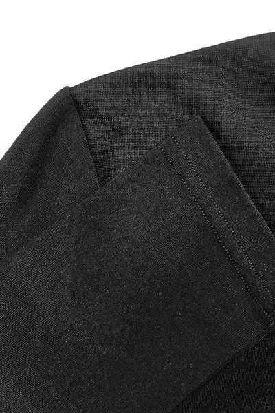 MERINO CHIFFON HEM TOP LONG SLEEVES SCOOP NECK BLACK