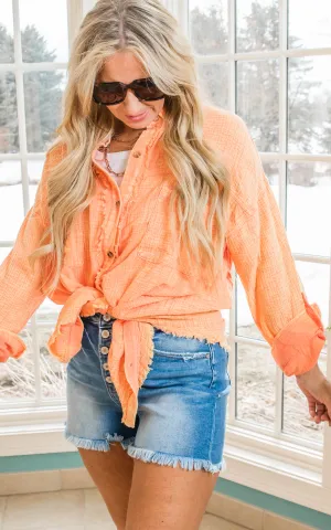 Mineral Wash Gauze Cotton Button Up Top - Final Sale