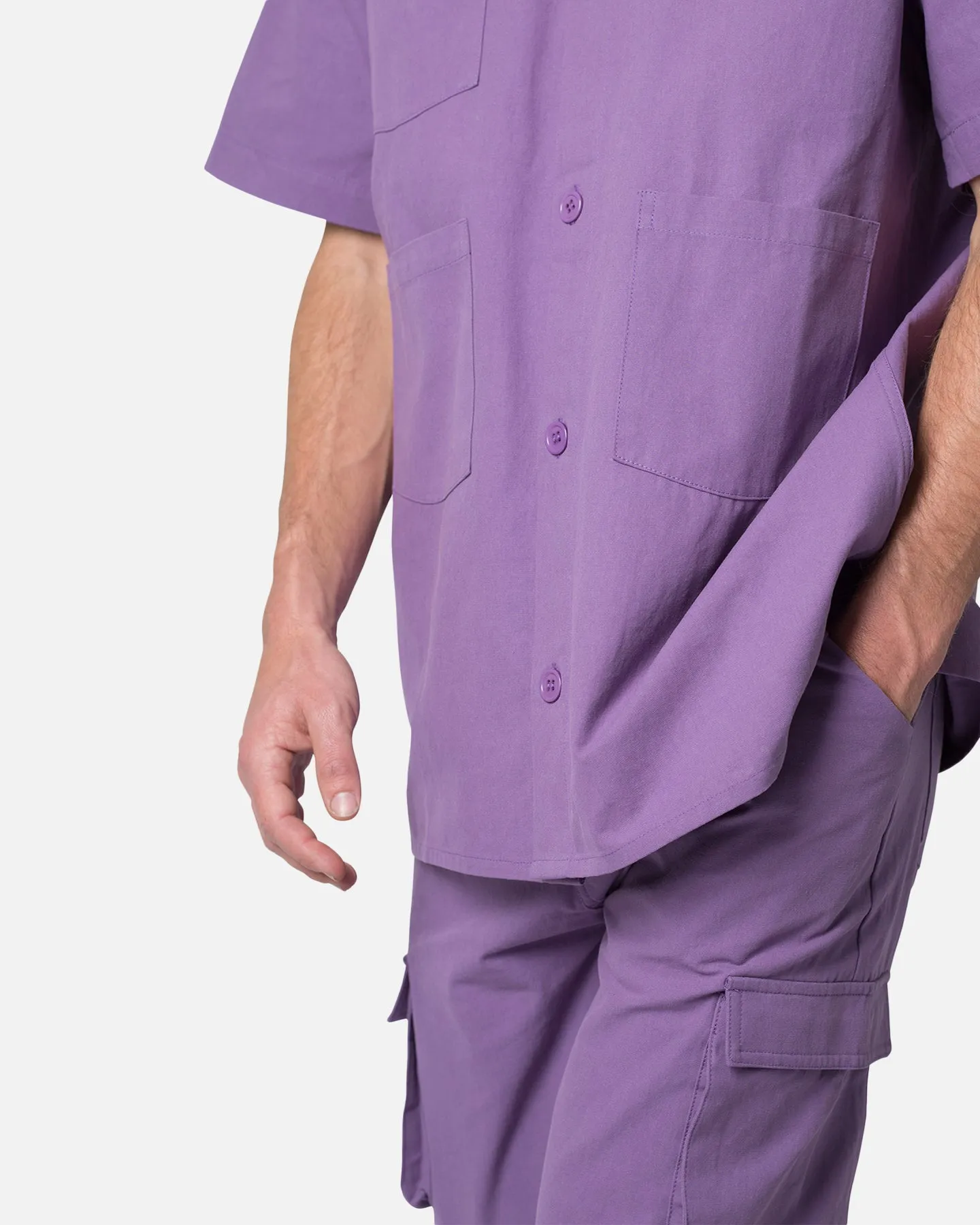 MNML Collared Button Up Shirt Purple
