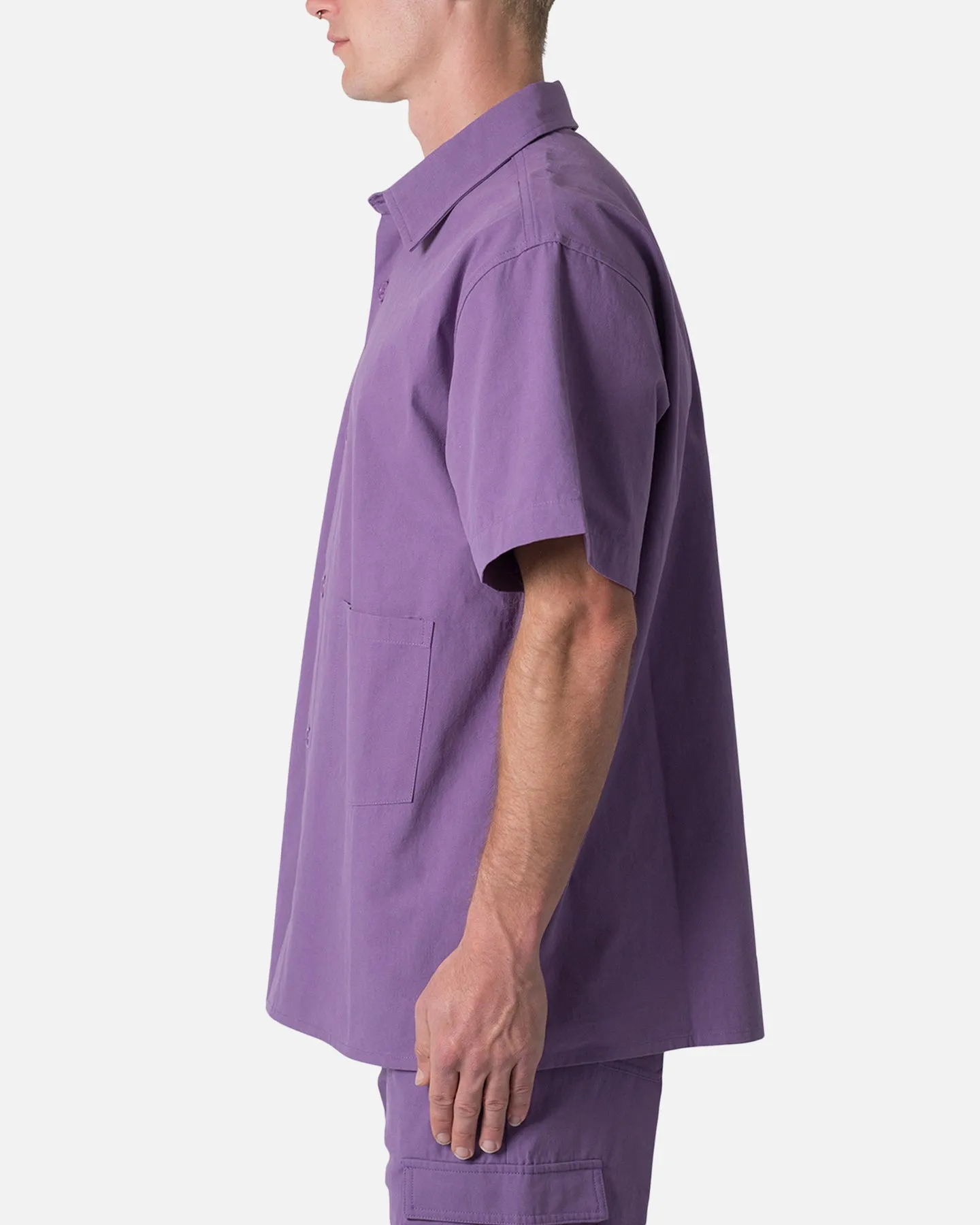 MNML Collared Button Up Shirt Purple