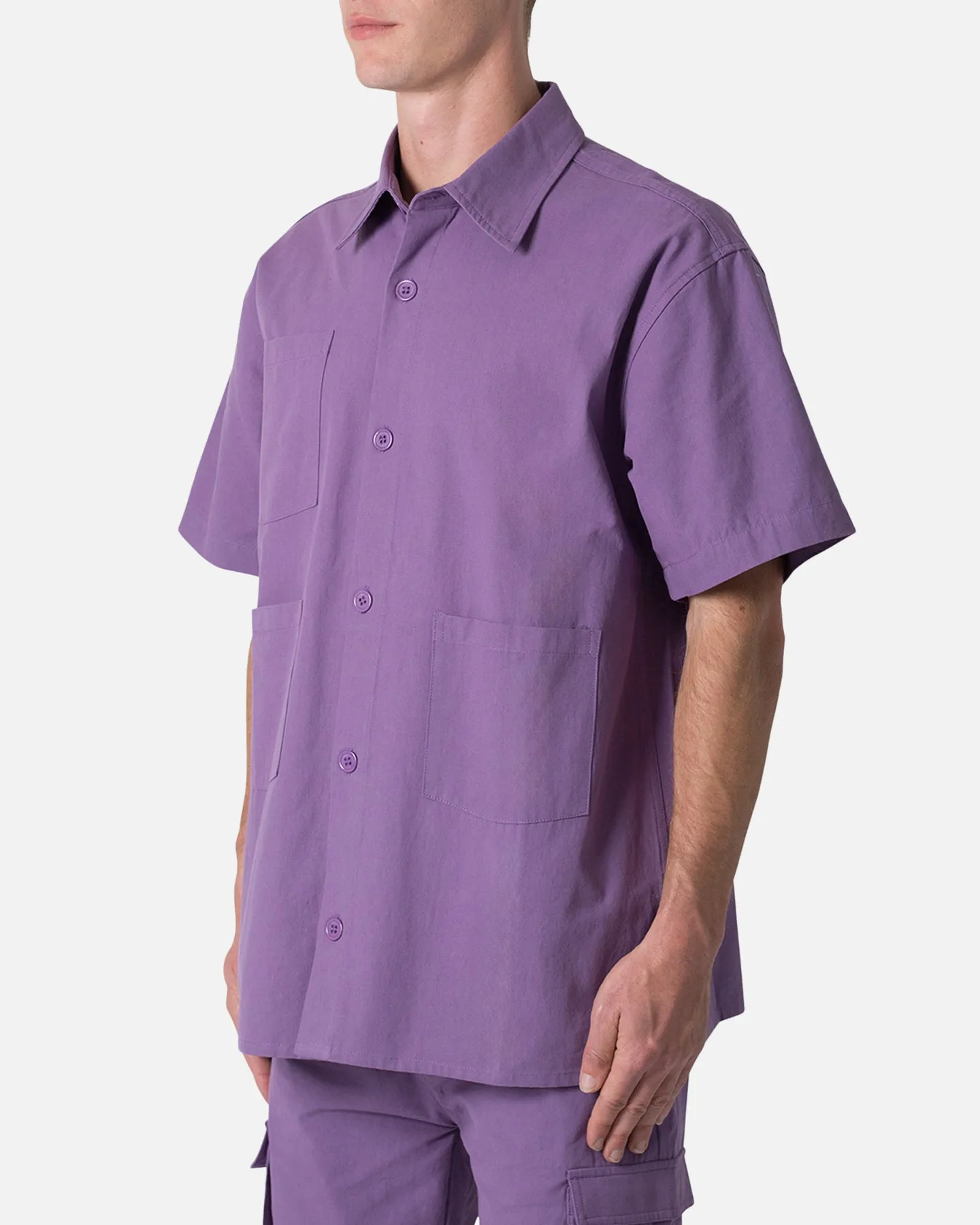 MNML Collared Button Up Shirt Purple