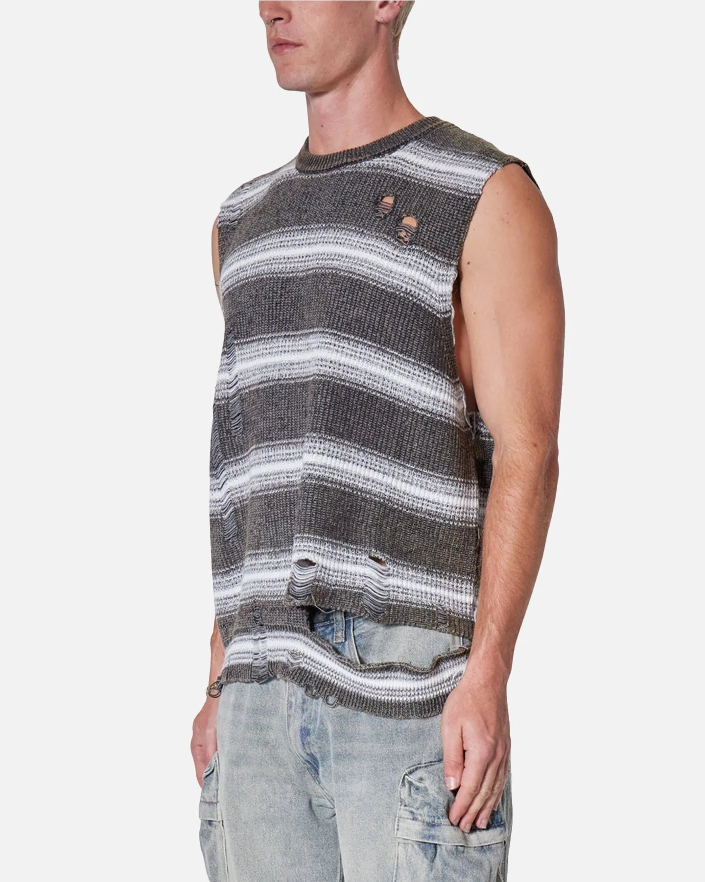 MNML Destroyed Pullover Shirt Black/White
