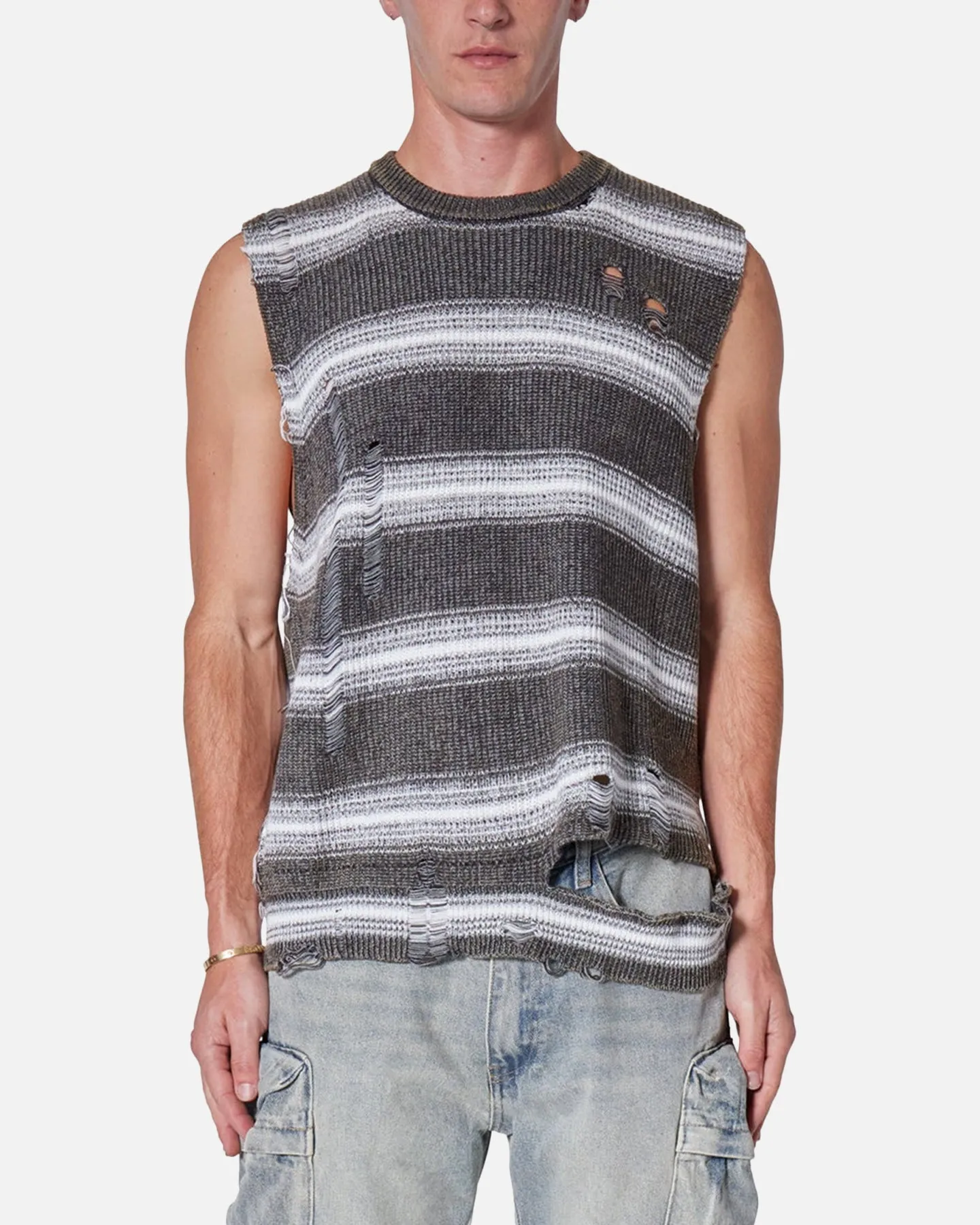 MNML Destroyed Pullover Shirt Black/White
