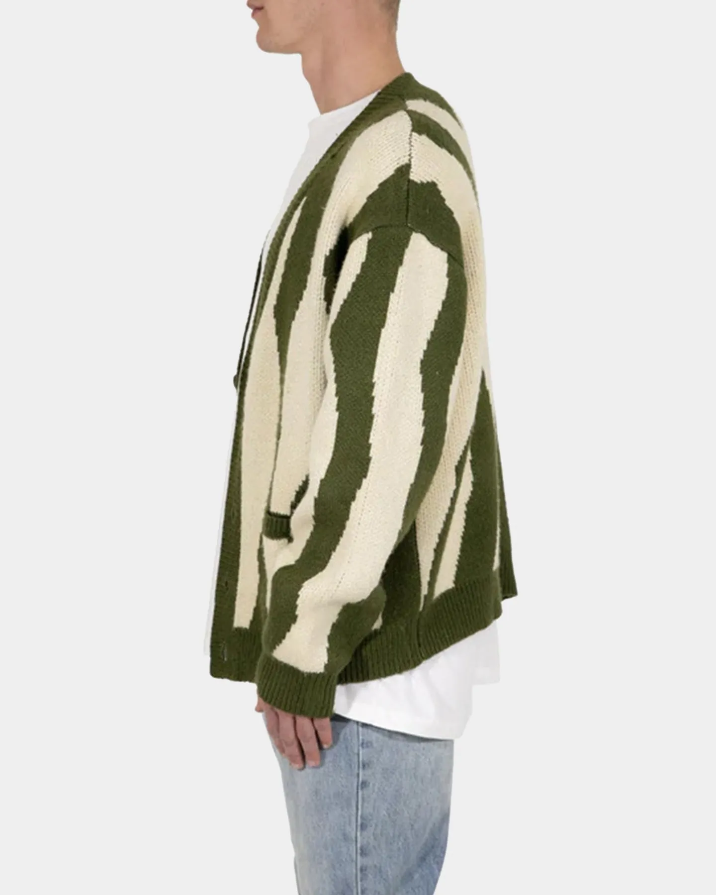 MNML Zebra Cardigan Green/White