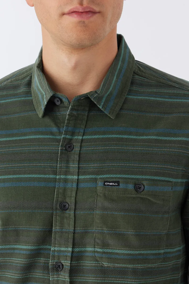 O'Neill Caruso Stripe Cord L/S Shirt-Dark Olive