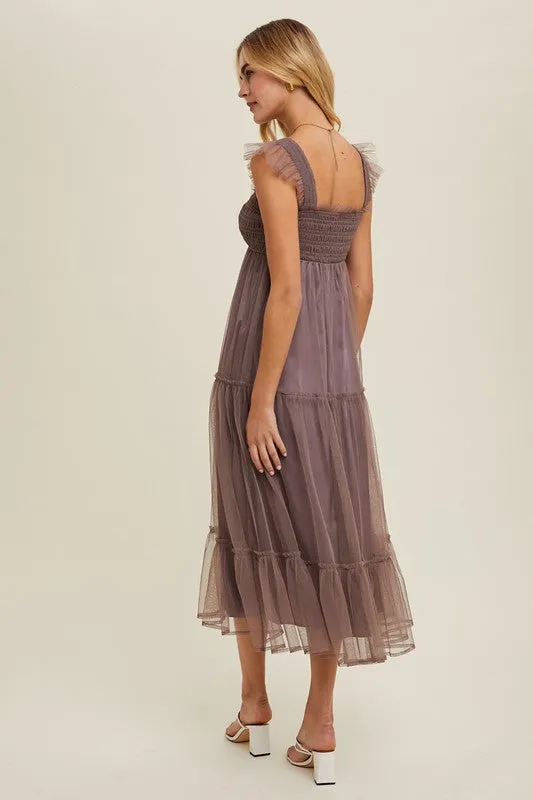 Organza Tiered Midi Dress