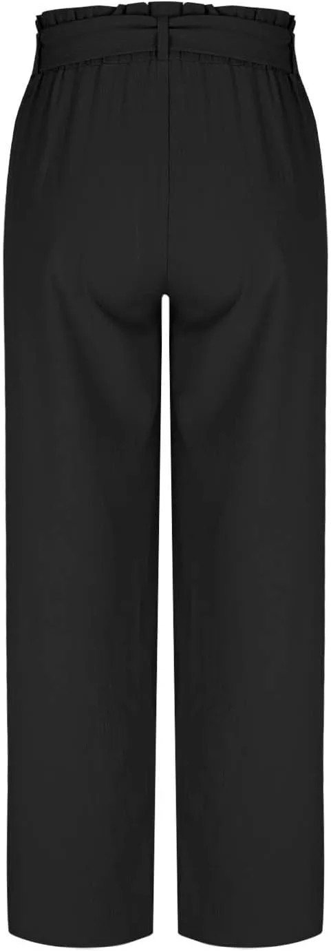 Palazzo Pants for Women Business Casual Pants Adjustable Waist High Rise Wide Leg Trousers Summer Travel Outfits