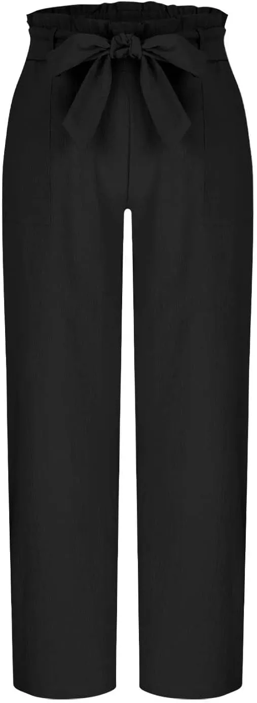 Palazzo Pants for Women Business Casual Pants Adjustable Waist High Rise Wide Leg Trousers Summer Travel Outfits