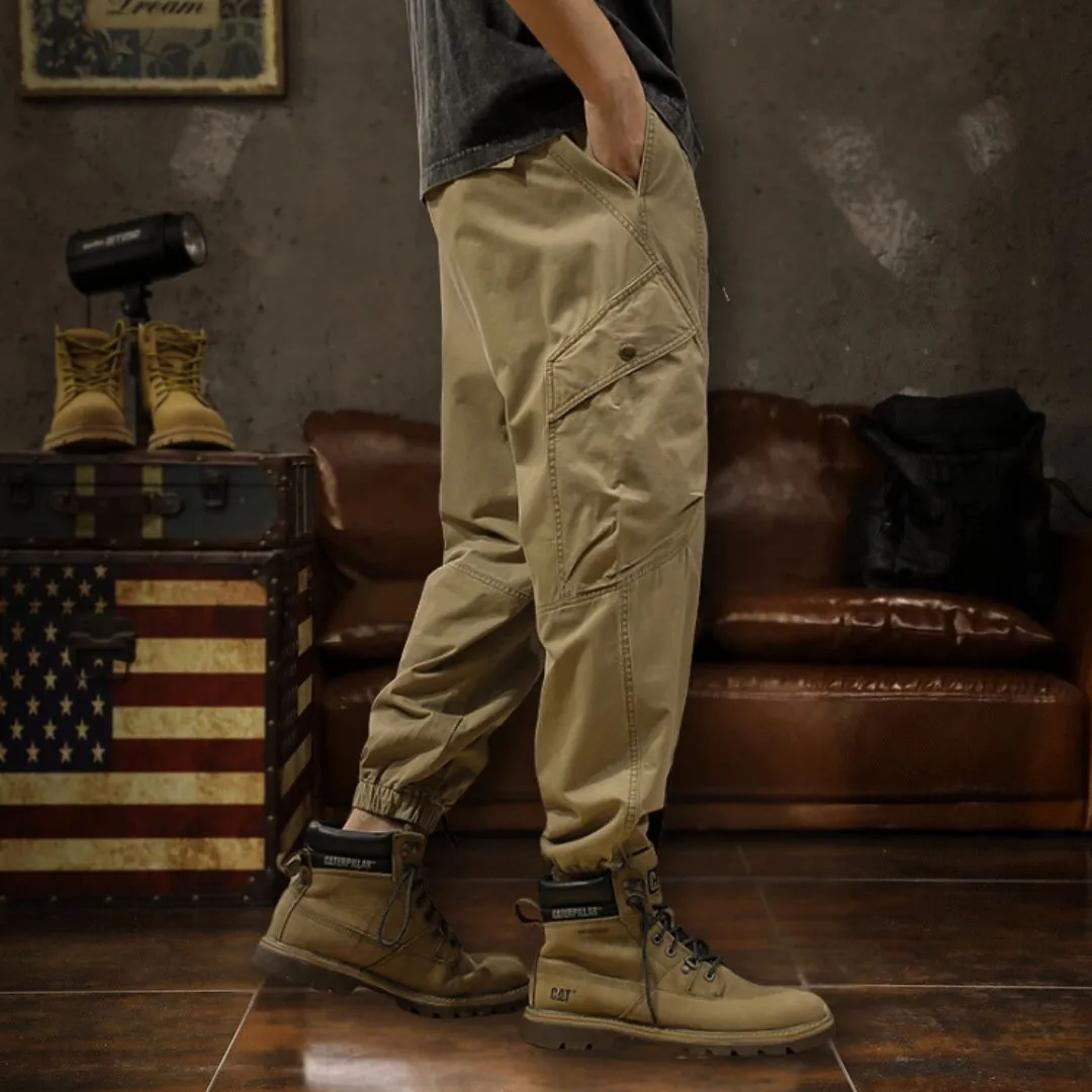 Patchwork Design Straight Leg Slim Casual Pants P1021