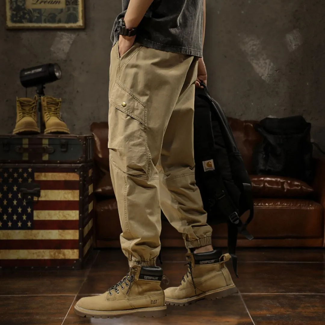 Patchwork Design Straight Leg Slim Casual Pants P1021