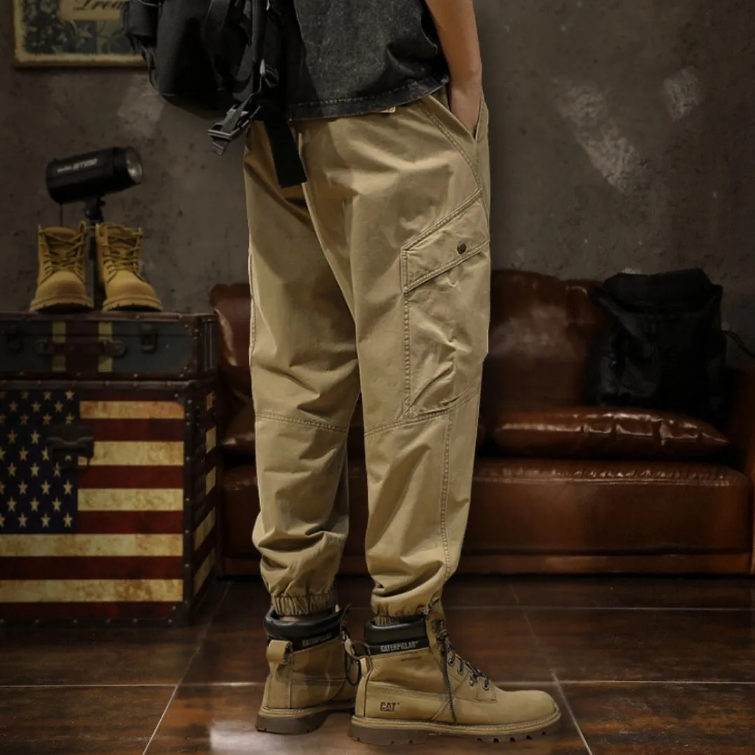 Patchwork Design Straight Leg Slim Casual Pants P1021