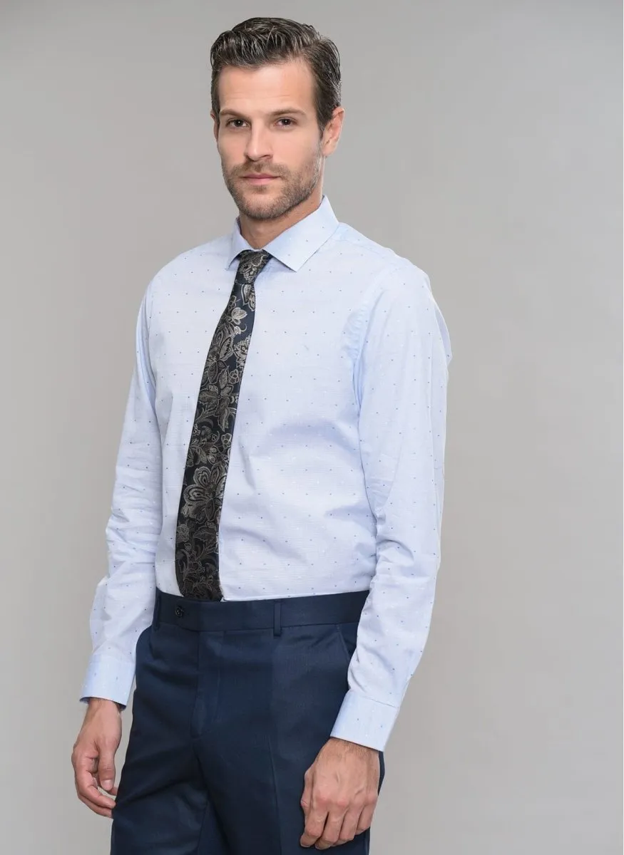 Patterned Dress Shirt in Light Blue