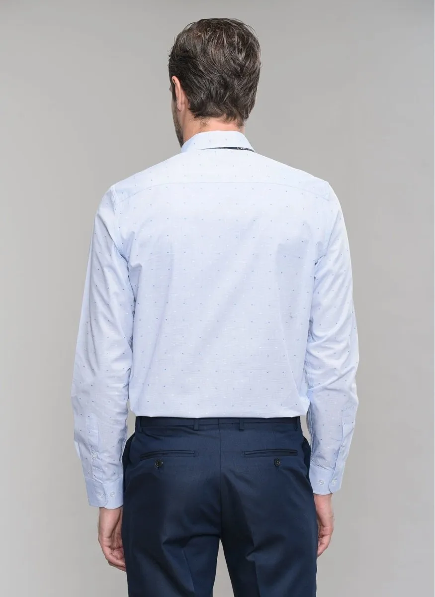 Patterned Dress Shirt in Light Blue