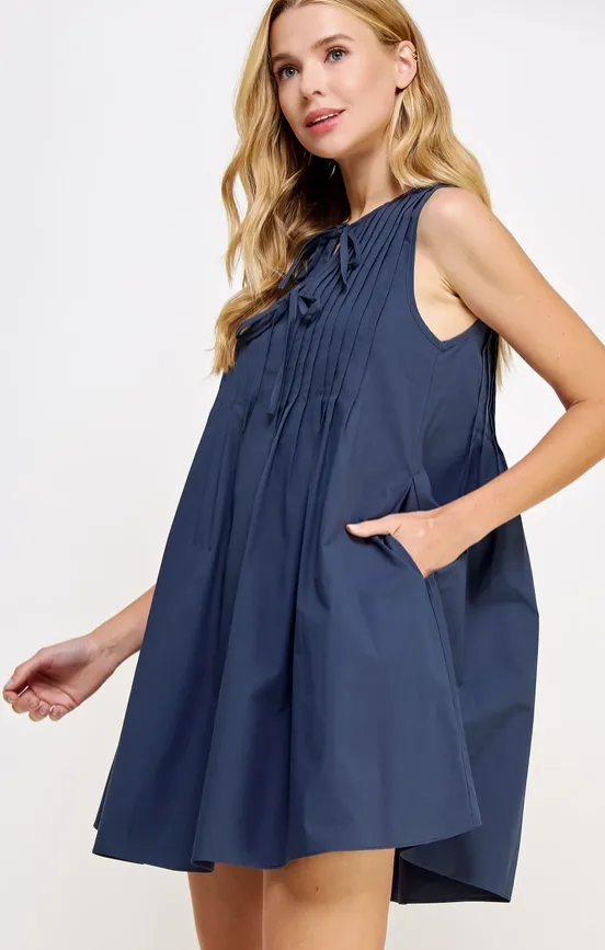 Pintuck Poise Mini Dress