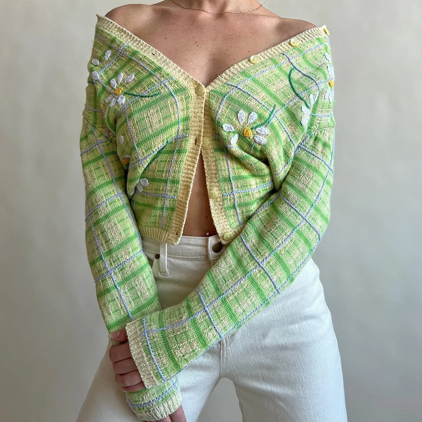 plaid & floral cardigan