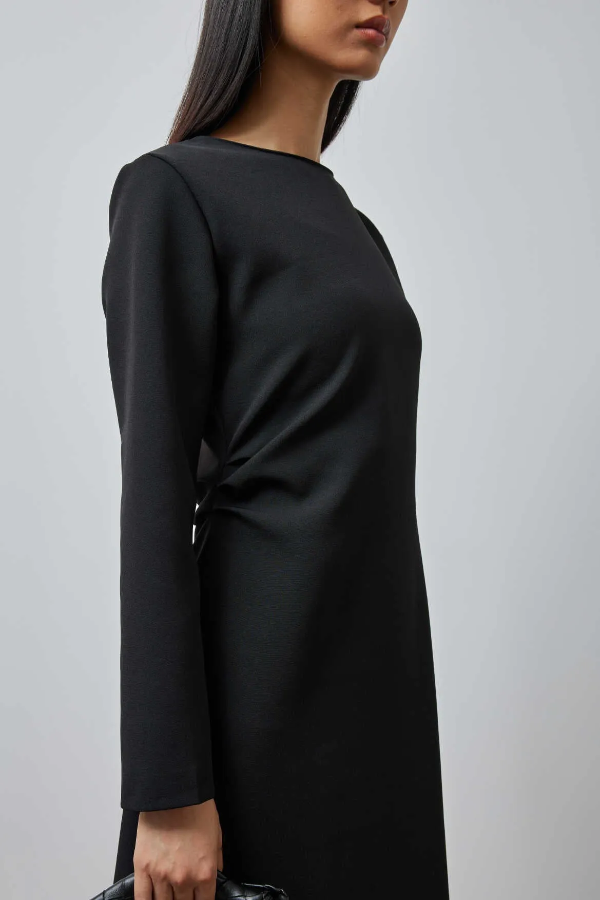 Pleat Detail Premium Dress Black