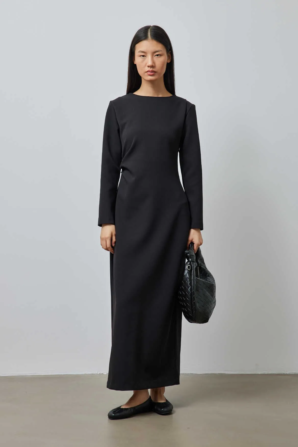 Pleat Detail Premium Dress Black
