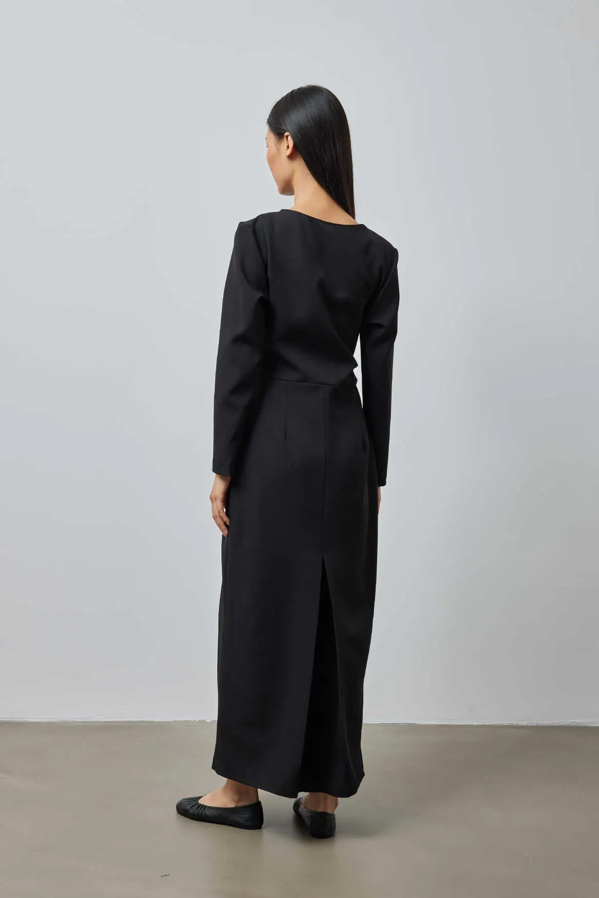 Pleat Detail Premium Dress Black