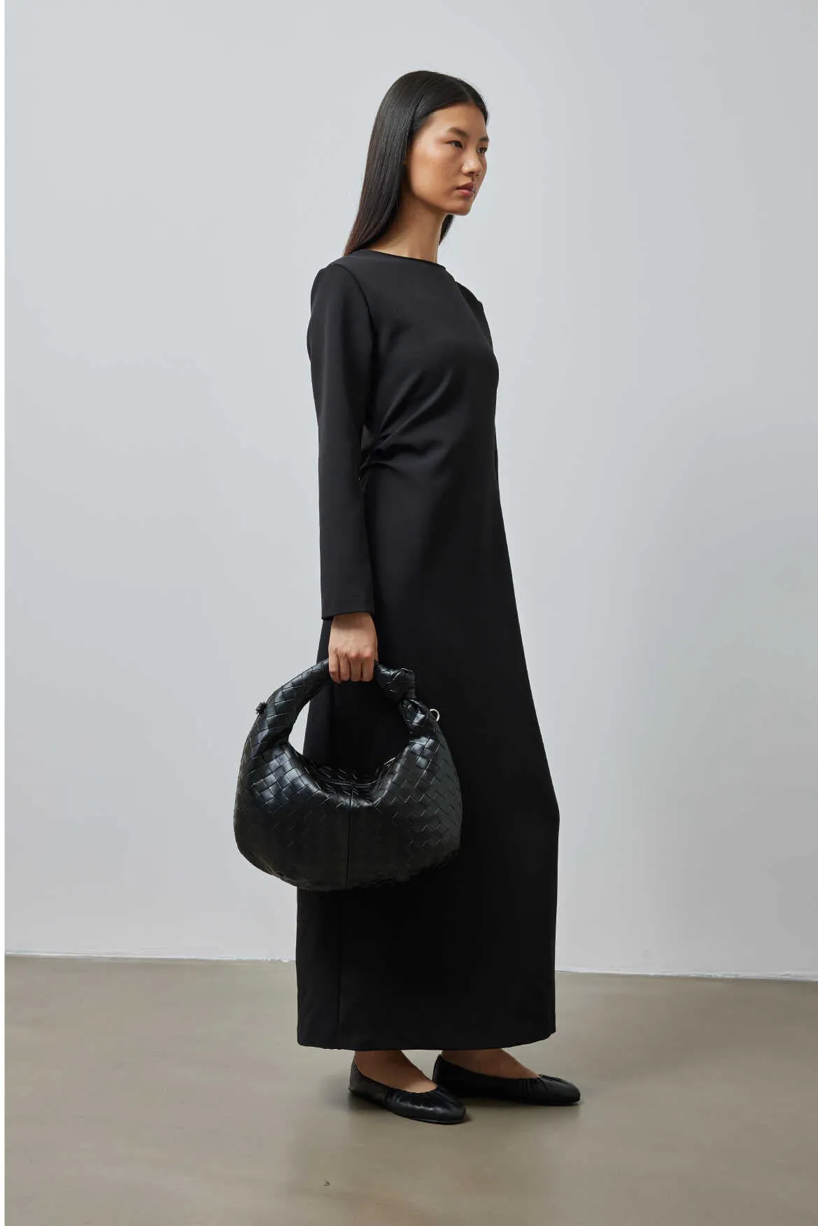 Pleat Detail Premium Dress Black
