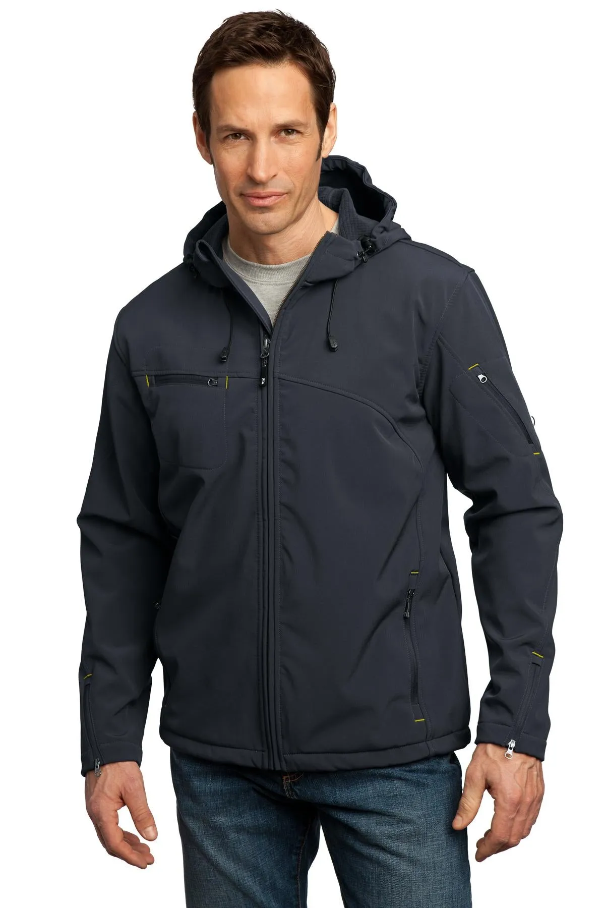 Port Authority® Textured Hooded Soft Shell Jacket. J706