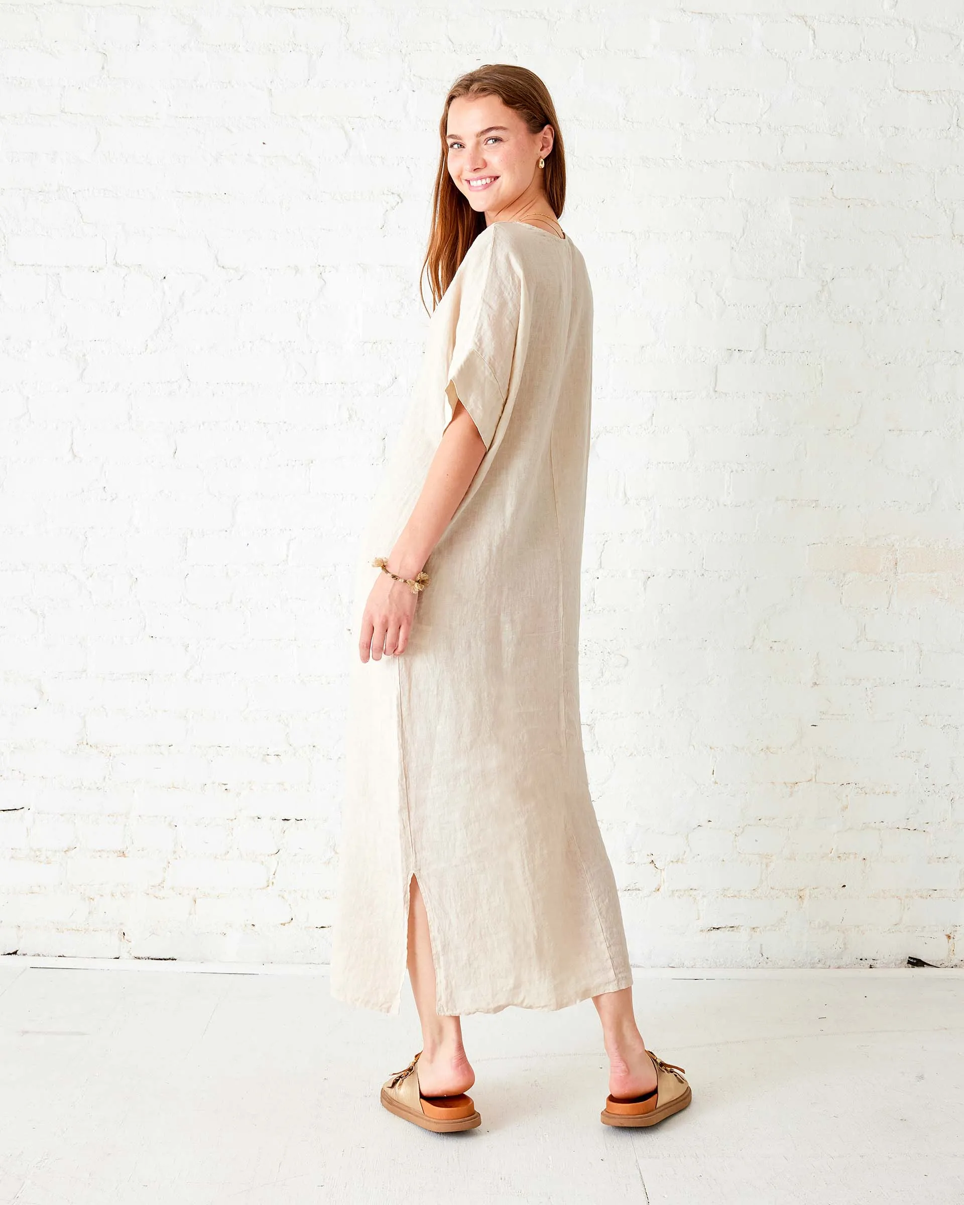 Provence Linen Kaftan Dress