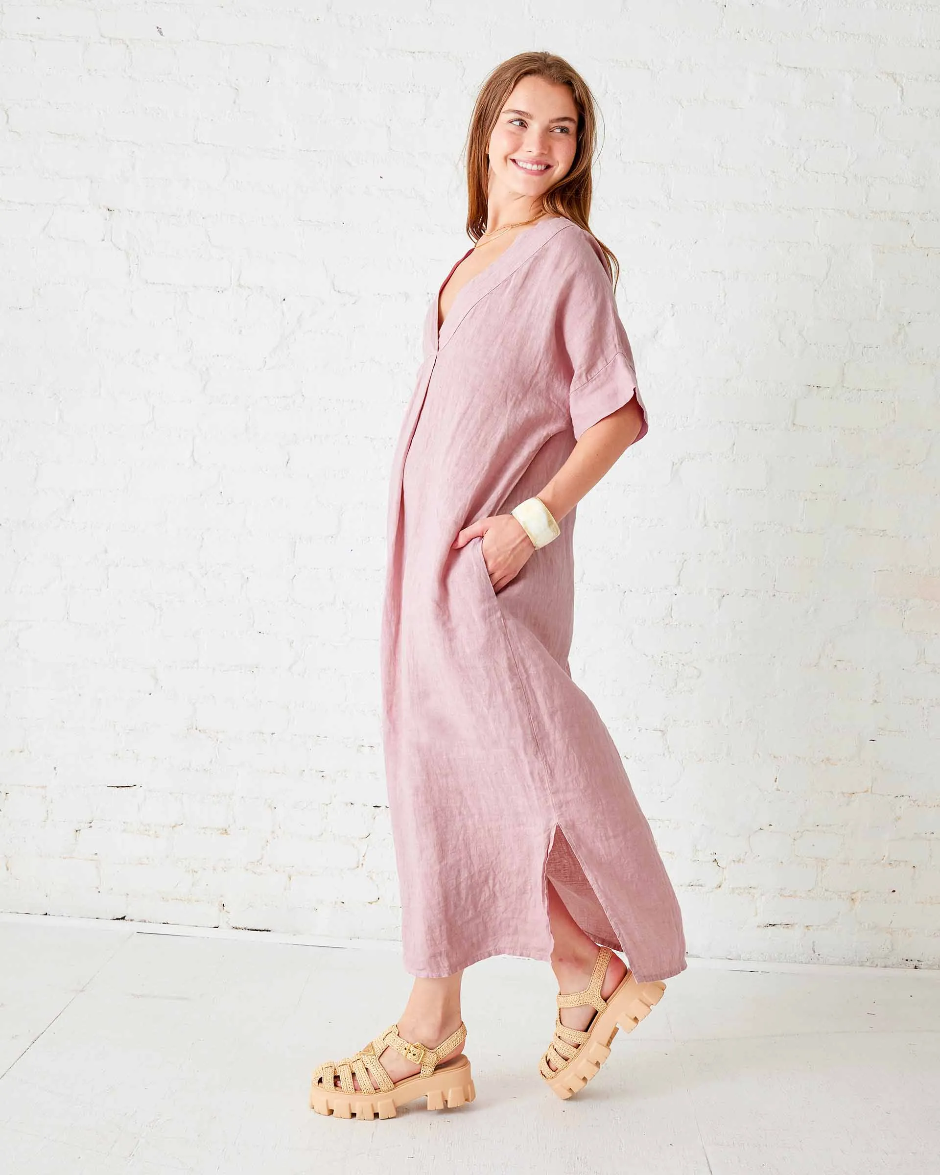 Provence Linen Kaftan Dress