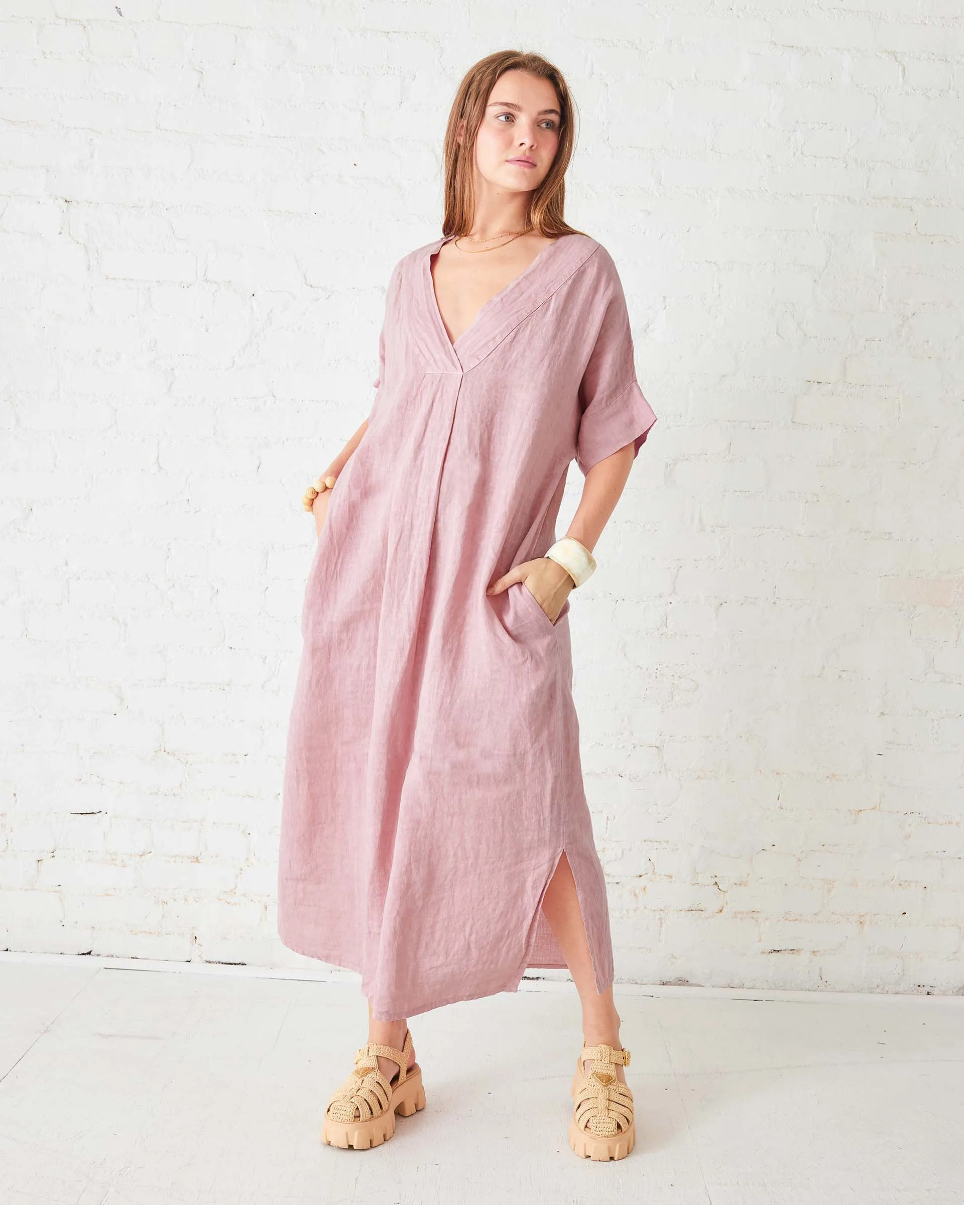 Provence Linen Kaftan Dress