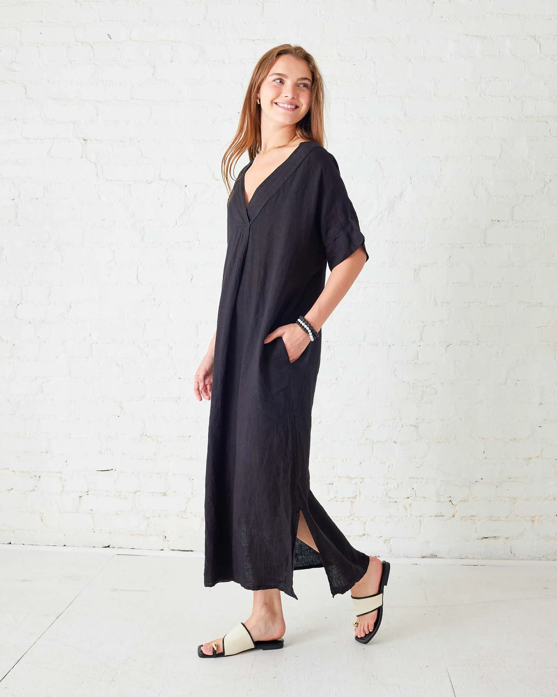 Provence Linen Kaftan Dress