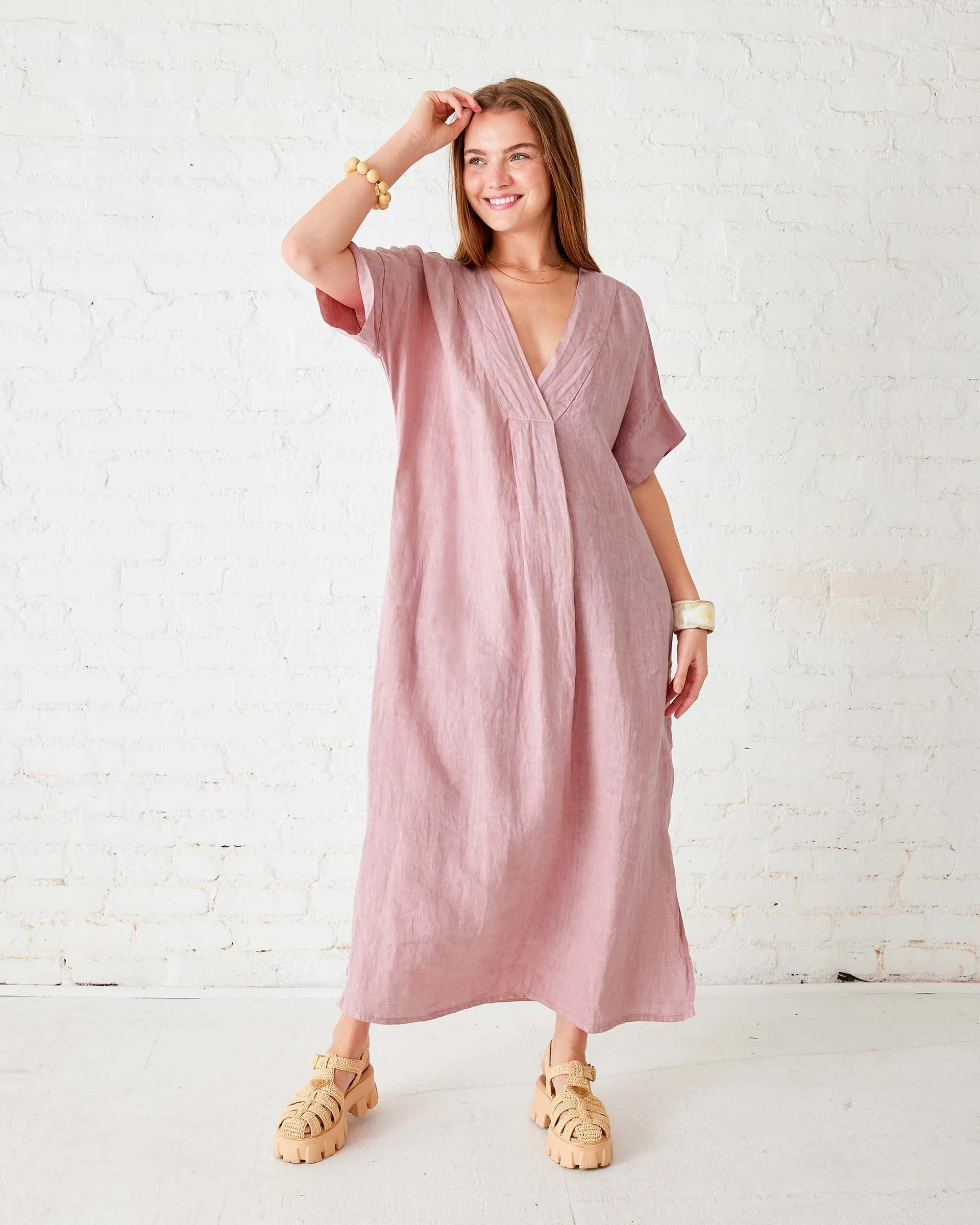 Provence Linen Kaftan Dress