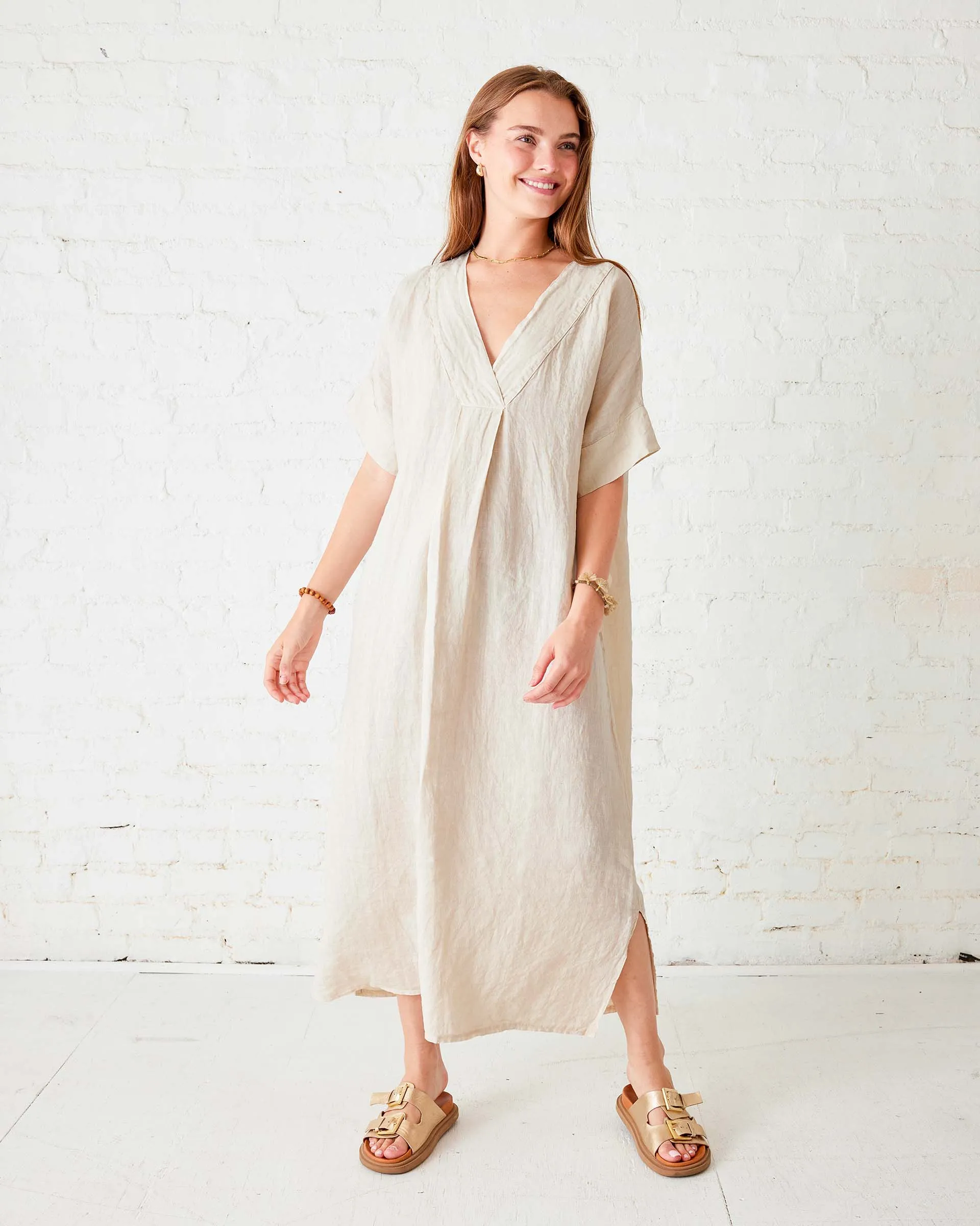Provence Linen Kaftan Dress