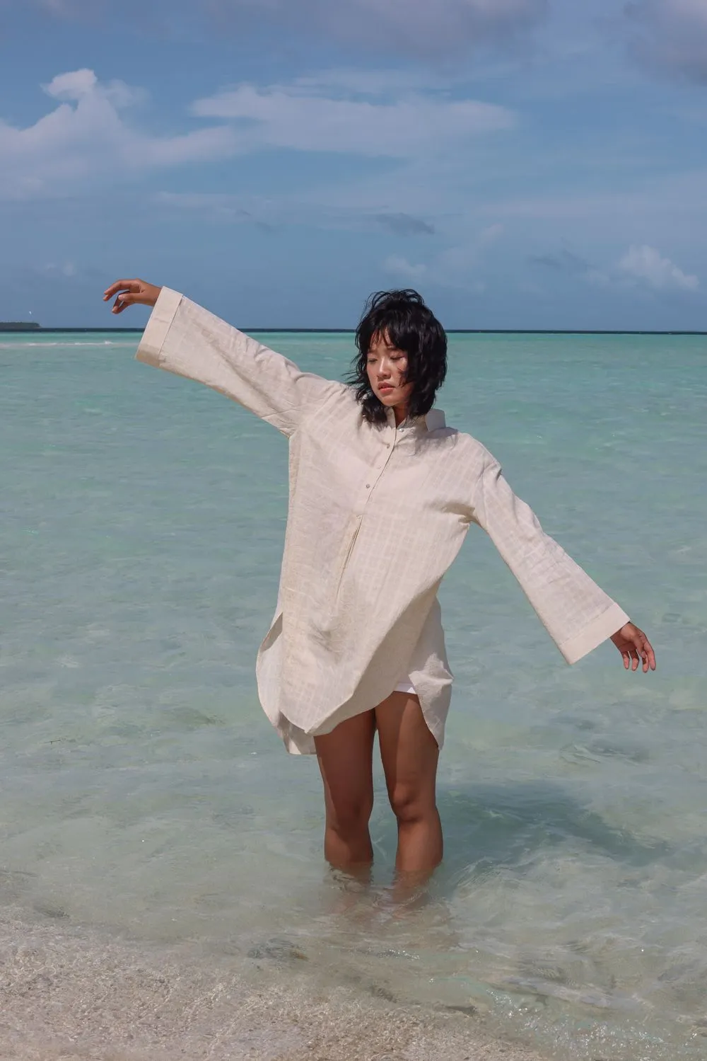 Recycled Cotton Off-White solid Tunic