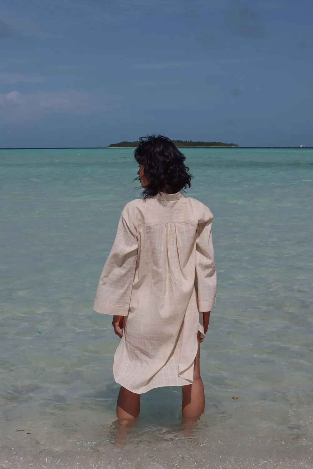 Recycled Cotton Off-White solid Tunic