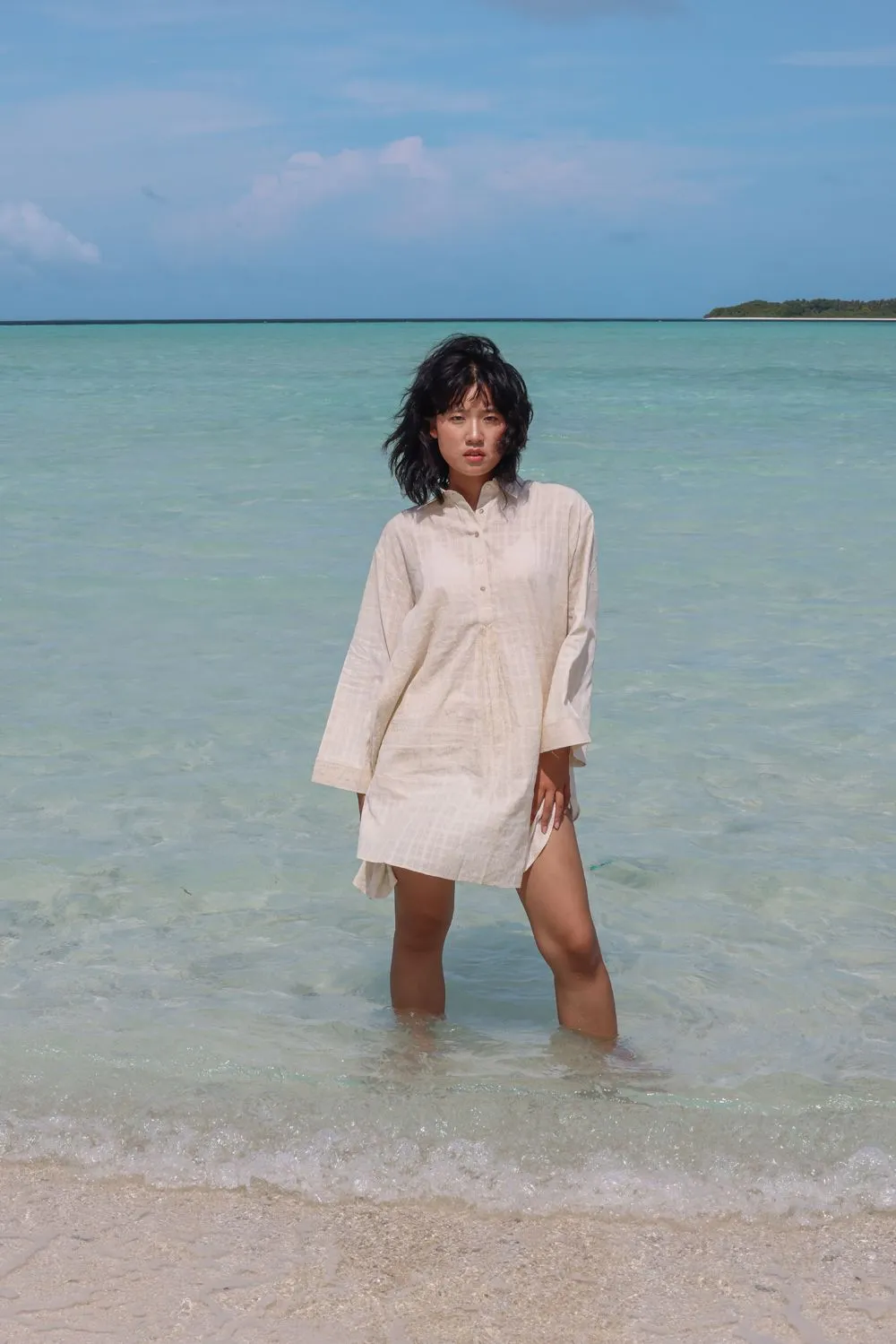 Recycled Cotton Off-White solid Tunic