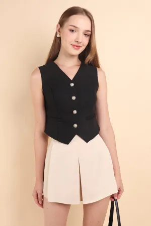 RESTOCKED** CAMU VEST TOP IN BLACK