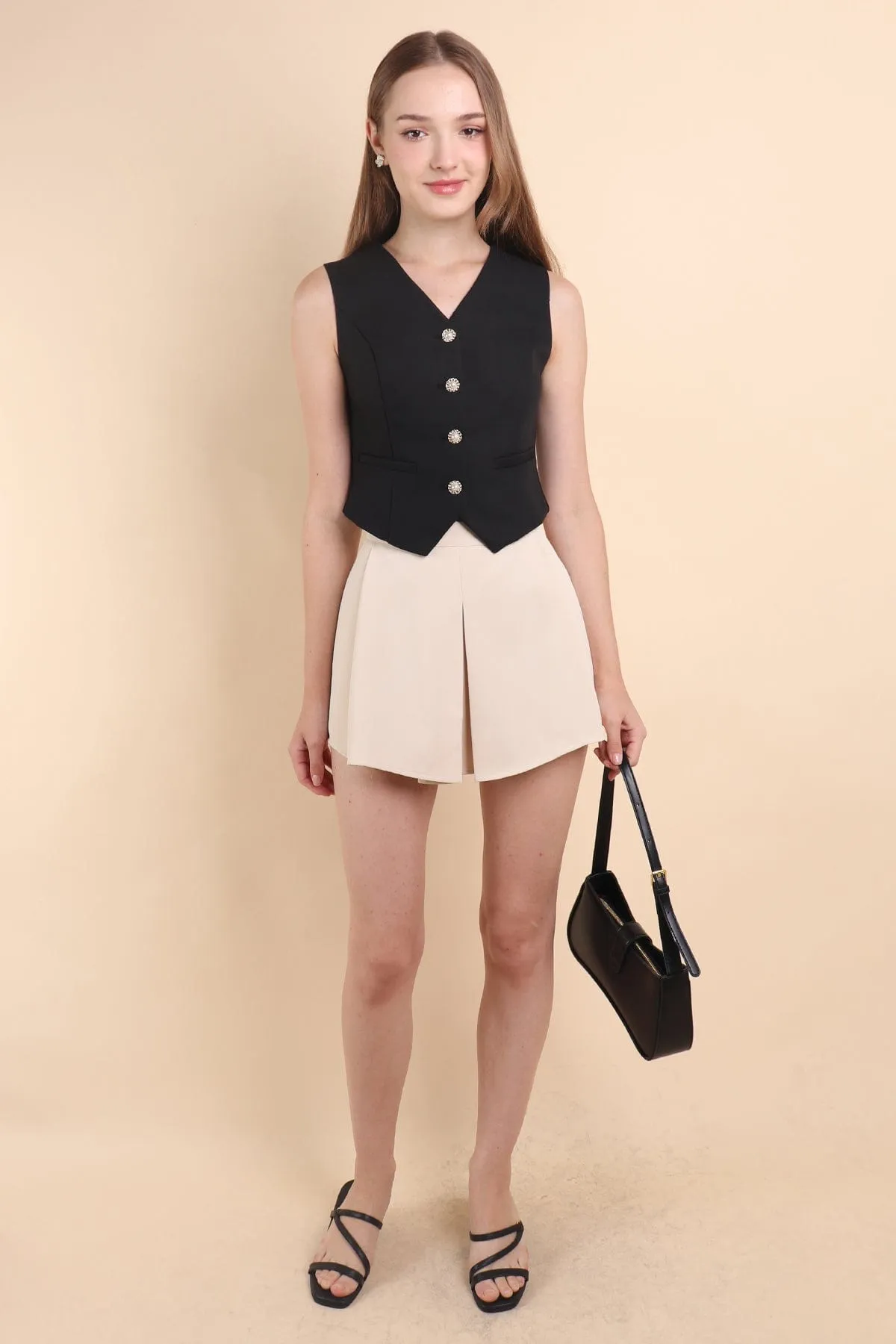 RESTOCKED** CAMU VEST TOP IN BLACK