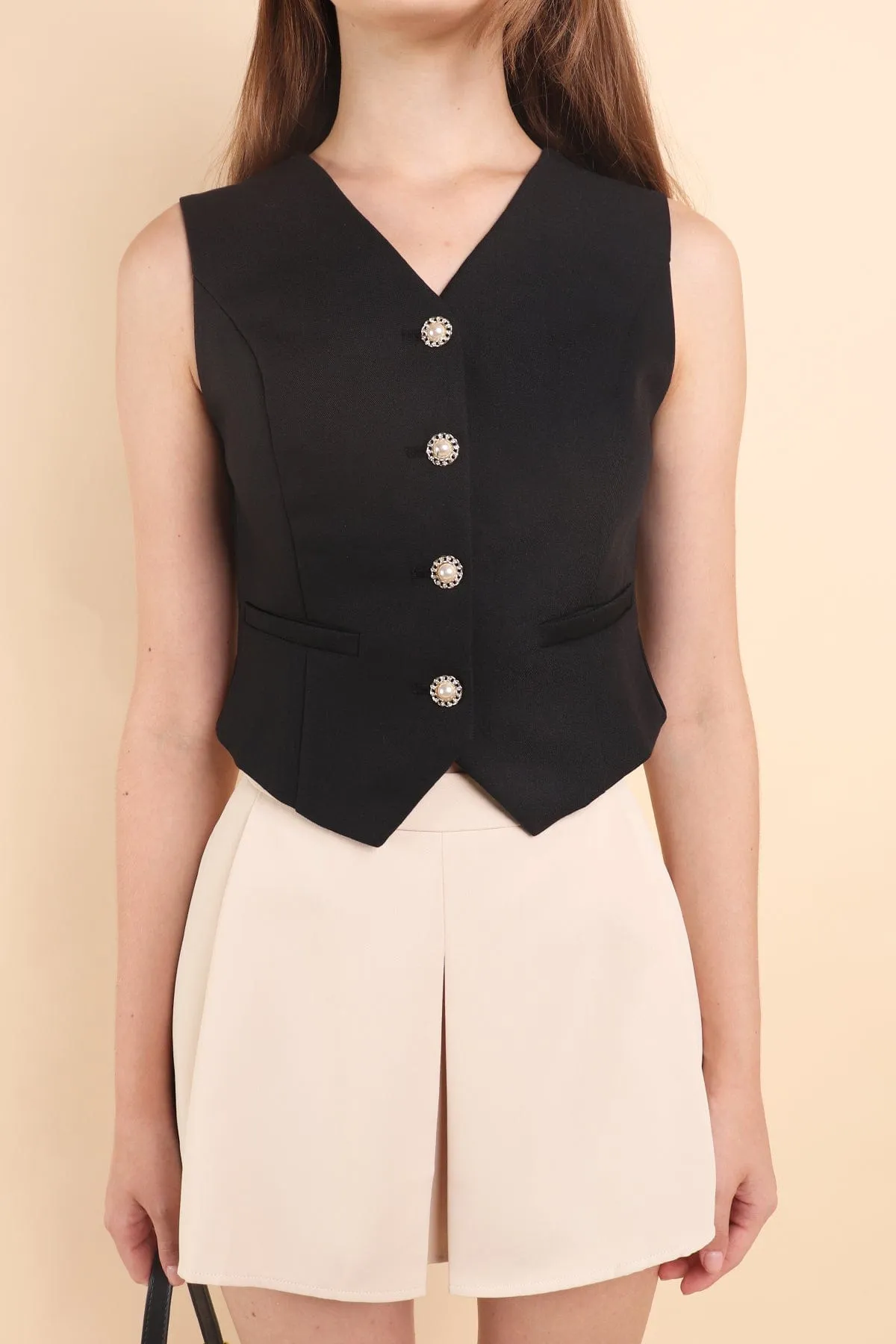 RESTOCKED** CAMU VEST TOP IN BLACK