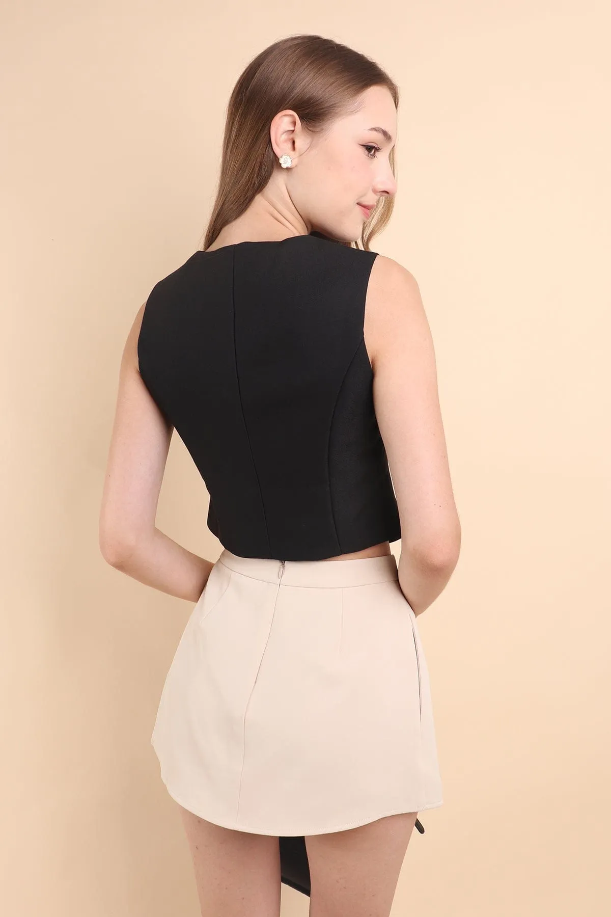 RESTOCKED** CAMU VEST TOP IN BLACK