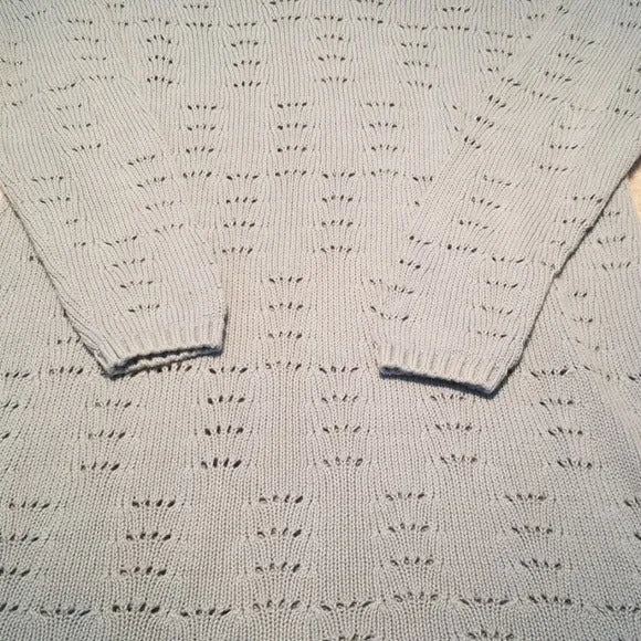 Rubbish Light Gray Blue Crochet Long Sweater Size S