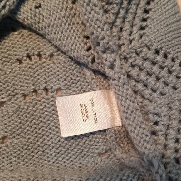 Rubbish Light Gray Blue Crochet Long Sweater Size S