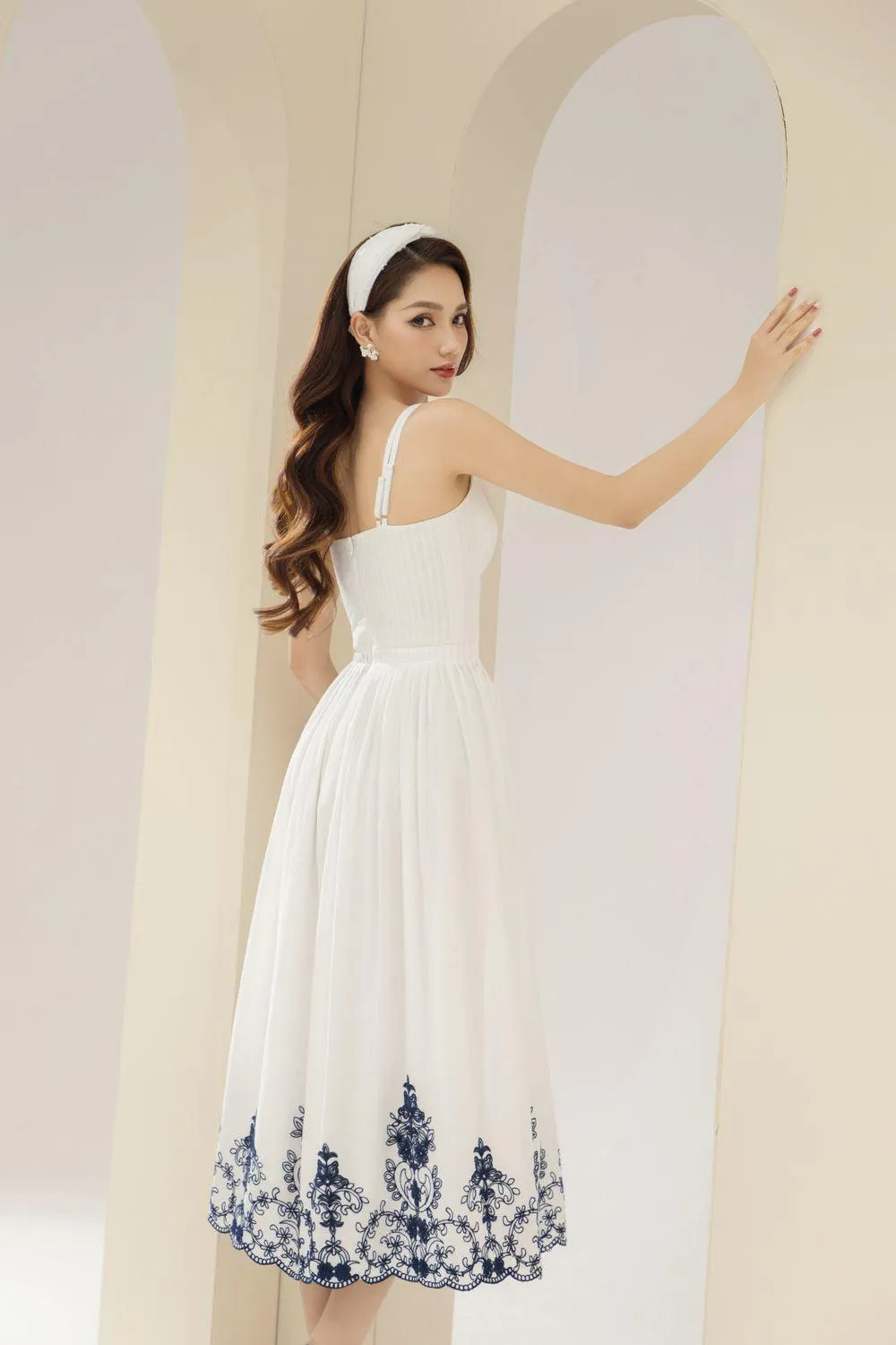 Samba A-line Pleated Cotton Midi Dress