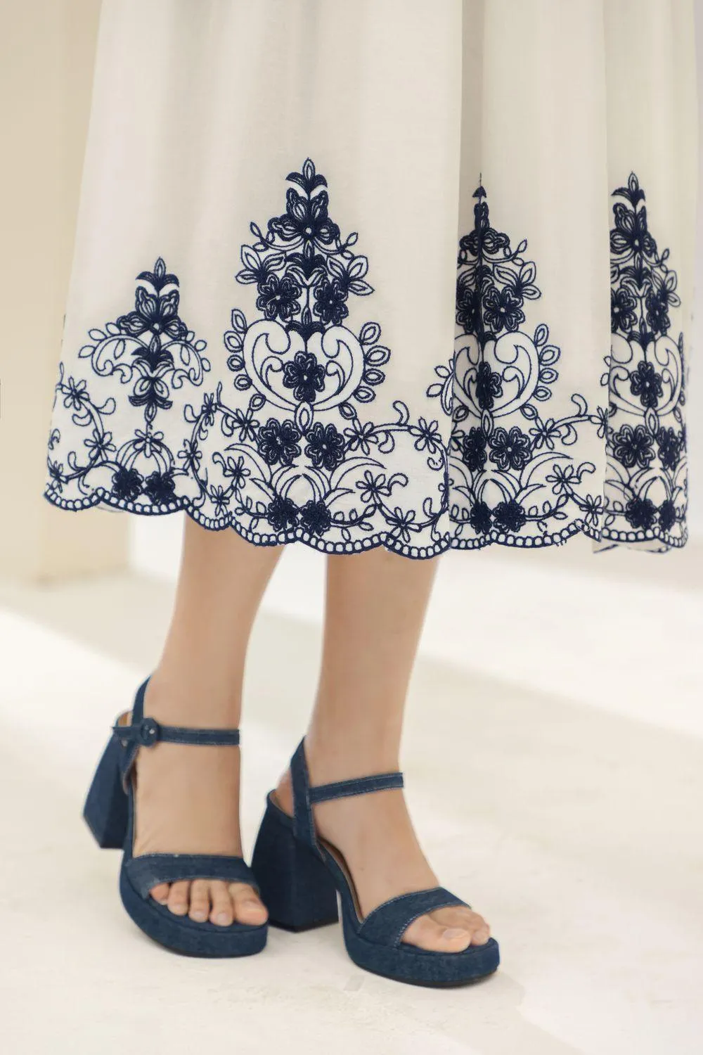 Samba A-line Pleated Cotton Midi Dress