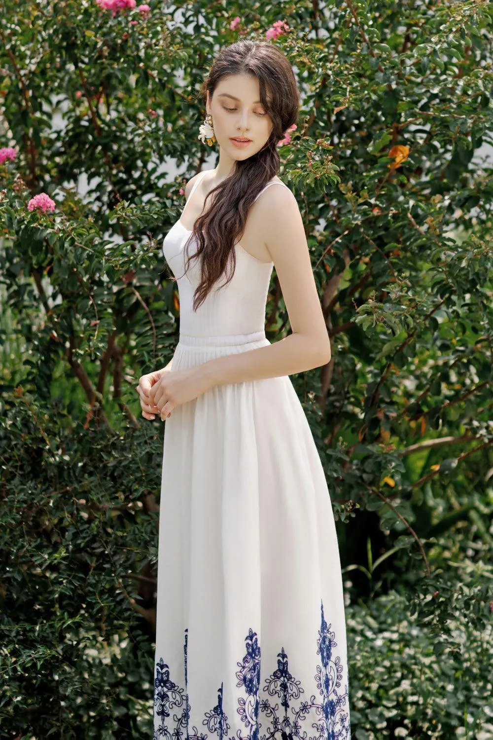 Samba A-line Pleated Cotton Midi Dress